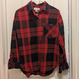 Old Navy Red and Black Checkered Men's Shirt